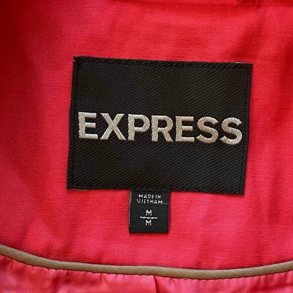Express Lightweight Double Breasted Tie Waist Trench Coat Hot Pink Size Med - Picture 3 of 8